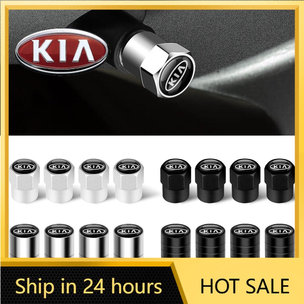 2026 Hot Car Sticker 4Pcs 3D Aluminum Alloy Car Wheel Tire Air Valve Dust Caps Rim Accessories For Kia Rio 3 Soul Picanto EV6 Ce