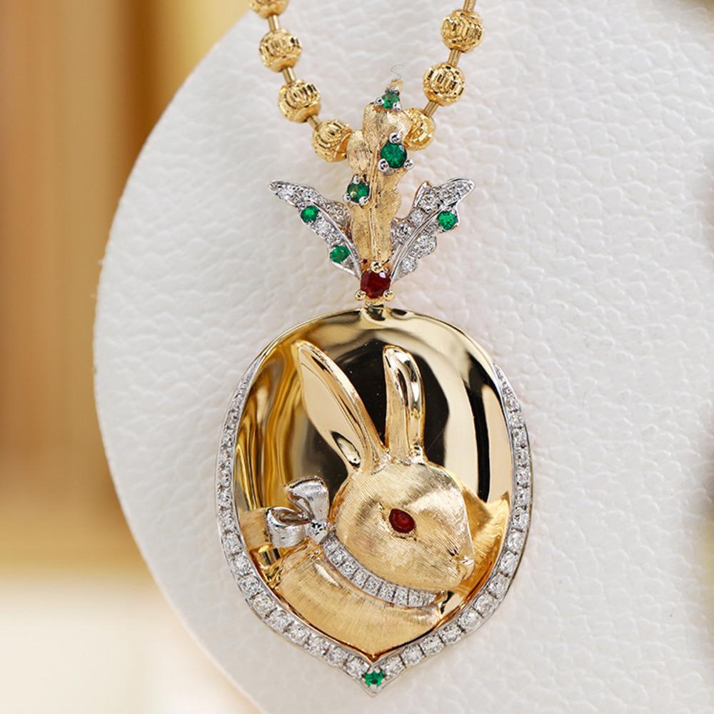 BELLA BOX Light Luxury Heavy Industry Ruby Rabbit Flower Pendant Suitable For Ladies Wedding Banquet High-end Jewelry