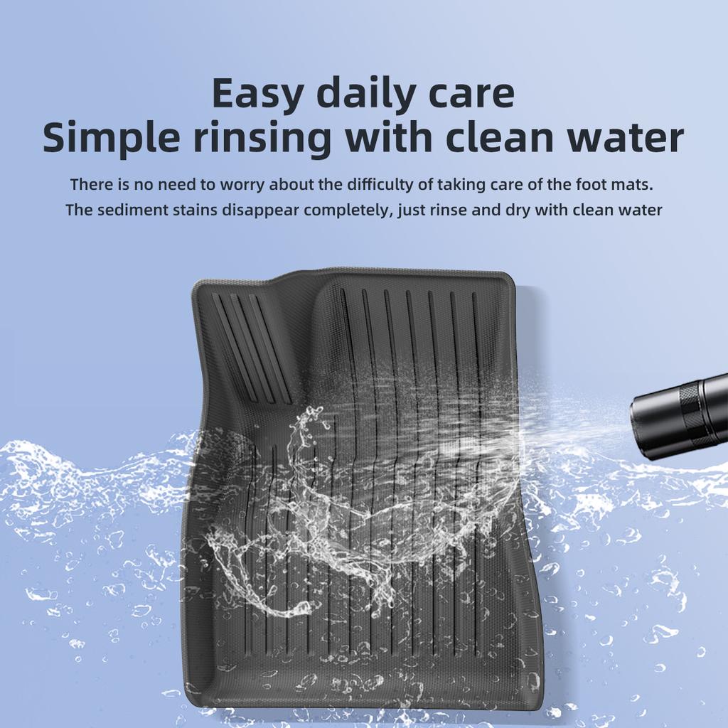 LUCKEASY for Tesla Model 3 Highland 2024 Car Floor Mats TPE 3D Foot Pad Waterproof All Weather Car Accessories Black