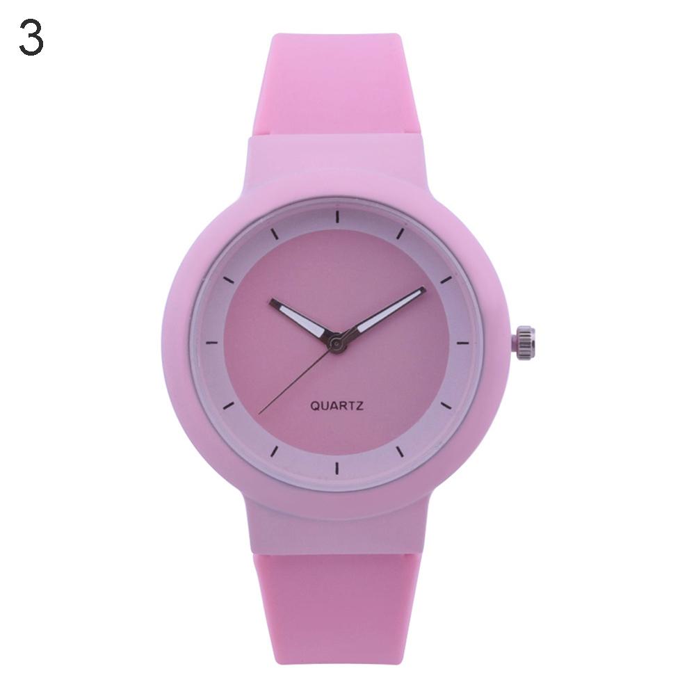 Простые Девушки Студенты Кварцевые Аналоговые Желейные Наручные Часы Силиконовый Ремешок Круглый Циферблат AVE