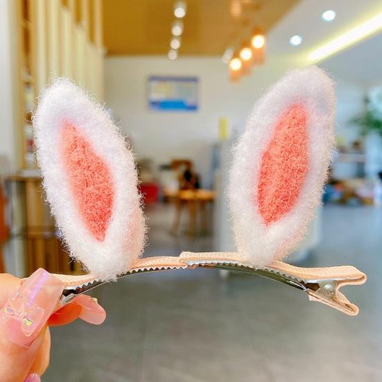 1 Pair Plush Rabbit Ear Hair Clip Bunny Ear Duckbill Clamp Hair Barrette Women Girls Hair Accessories Photo Prop Birthday Christmas Gift