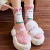 Осенне-зимние носки из кораллового флиса, женские носки с мультяшными животными, женские домашние теплые носки для пола, утолщенные носки для сна до середины икры
