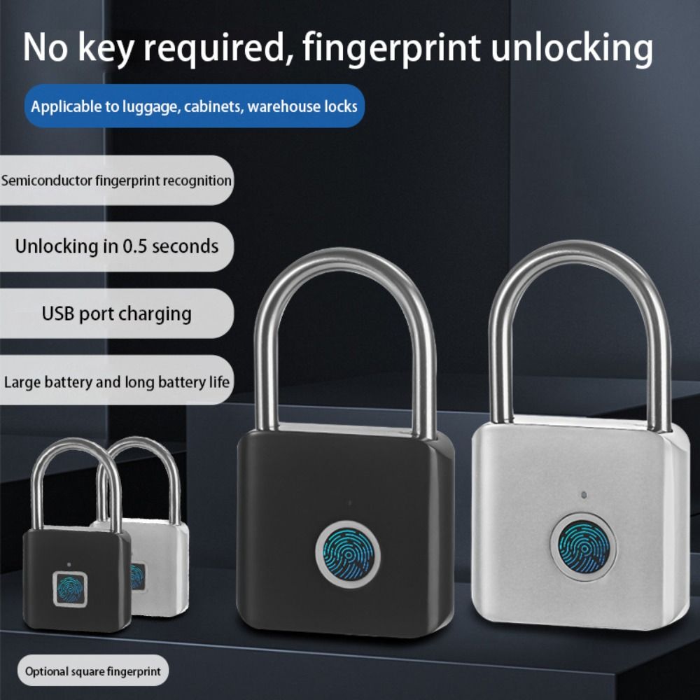 Anti-Theft Smart Fingerprint Padlock USB Charging Portable Electronic Password Lock USB Rechargeable Waterproof