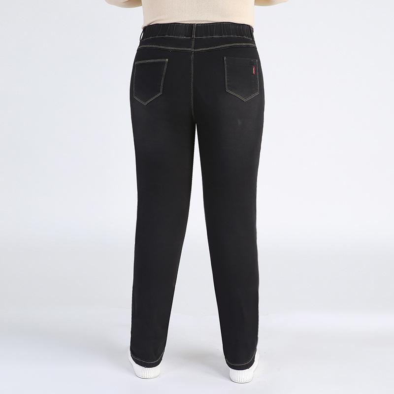 9XL эластичные черные женские высококачественные джинсы свободного покроя, джинсовые брюки большого размера