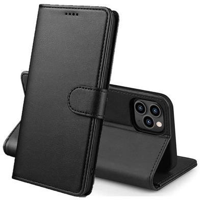 Чехол-кошелек - Phonillico - iPhone 14 PRO - Черный - Эффект кожи - Отделения для карт
