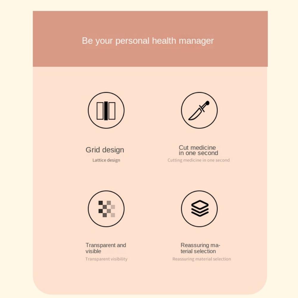 Rectangular Pill Splitter Box Frosted Weekly Pill Case  Multi Grid Split Package