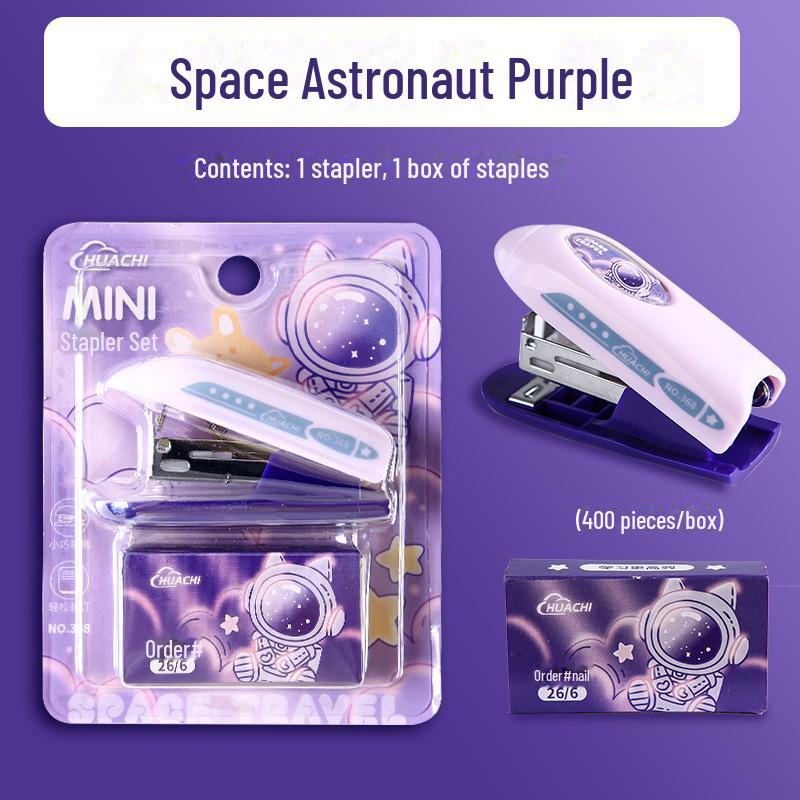 Portable Mini Stapler Set - Cute Cartoon Design for Students