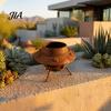 Small Decorative Flower Pot Metal UFO Planter, Retro Rusty Alien Spaceship Plant Pot, Novelty Indoor Desktop Holder Container for Succulents