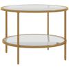 Side Table, Modern Design, 2 Tiers, diameter 60x43H cm, Gold Tone