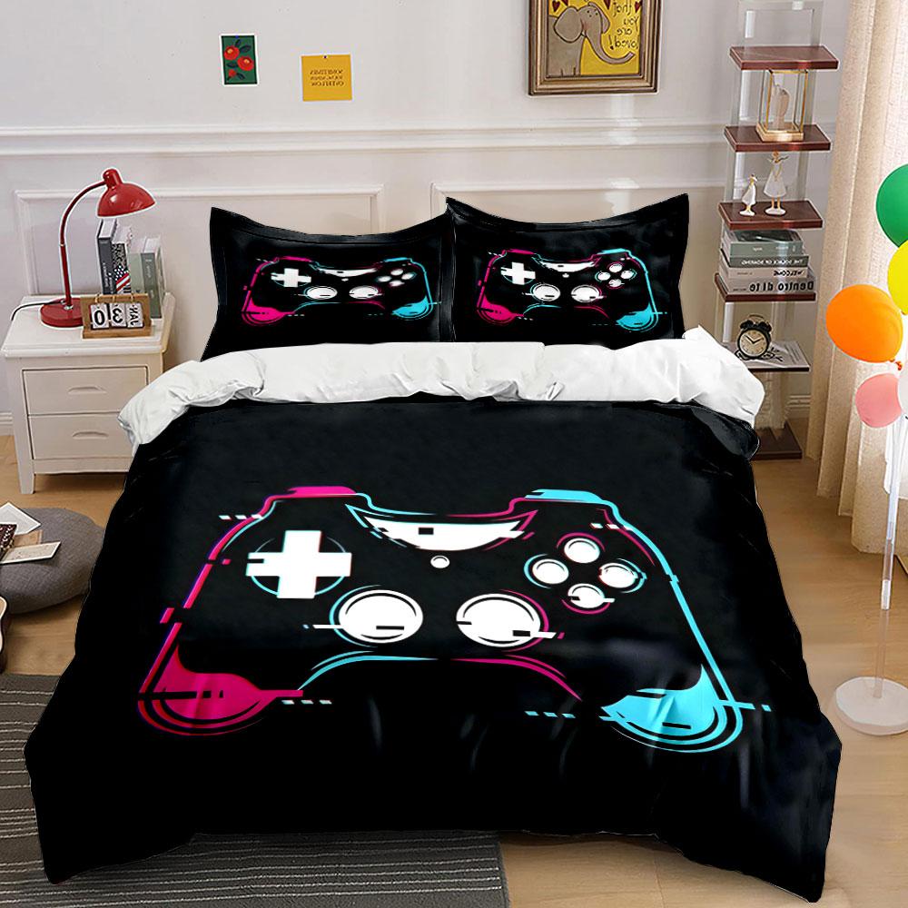 Futuristic game controller design Print Bedding Set 1 Duvet Cover 2 Pillowcases for Adult and Children Luxury Gift Full Size