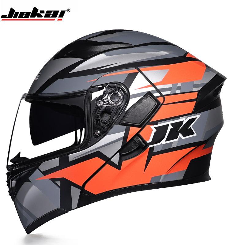 JIEKAI шлем для мужчин мотоциклетный шлем с открытым лицом для женщин двойные линзы противотуманные персонализированные крутые с Bluetooth всесезонные