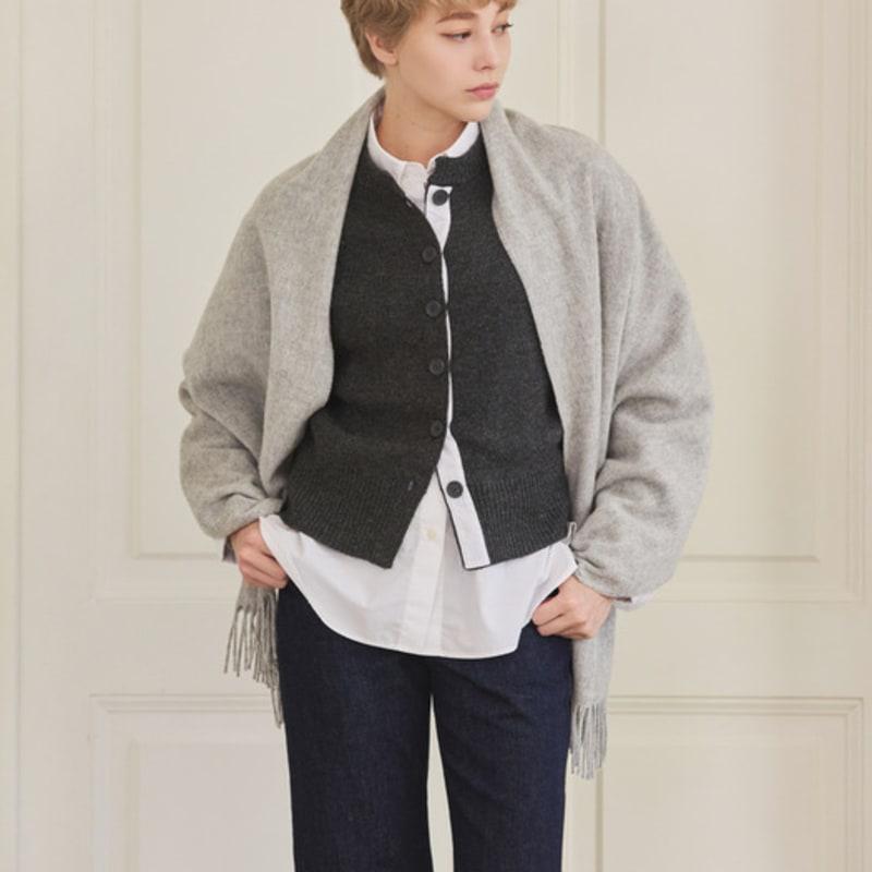 ABRAHAM MOON Merino Wool Shawl 70cm - Silver