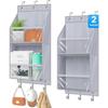 2 Packs Over The Door Organizer, Clear Deeper Shelves Closet Door Organizer Hanging, Storage Hanger with 6 Coat Hooks, Over Door