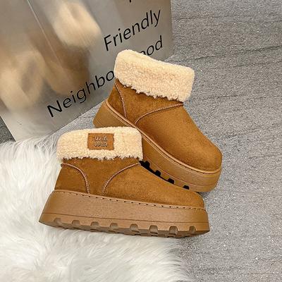 Зимние женские универсальные модные повседневные сноубутсы на платформе с одним педалем 2025 новые износостойкие короткие женские ботинки