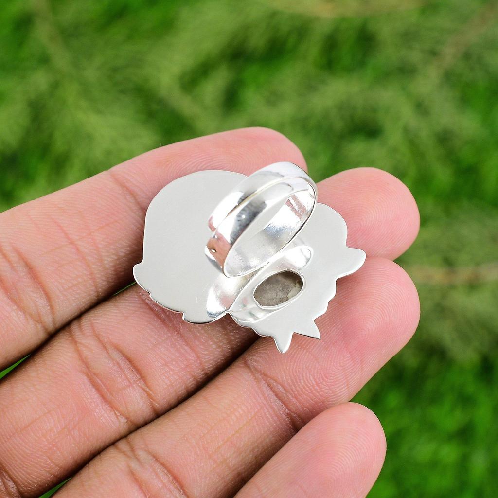 925 Sterling Silver Pink Opal Gemstone Engagement Promise Statement Ring Jewelry