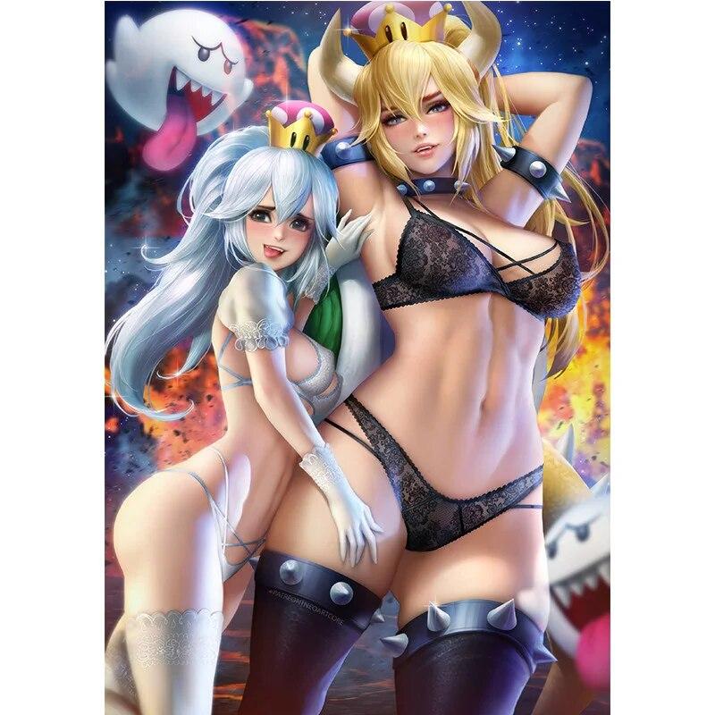 Печать на холсте, игра, черные чулки, воин, обнаженная сексуальная девушка, искусство, висящая картина для гостиной, спальни