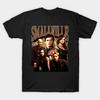 Мужская черная футболка с принтом Smallville Печать на трансферной бумаге без вырезания Хлопковая футболка