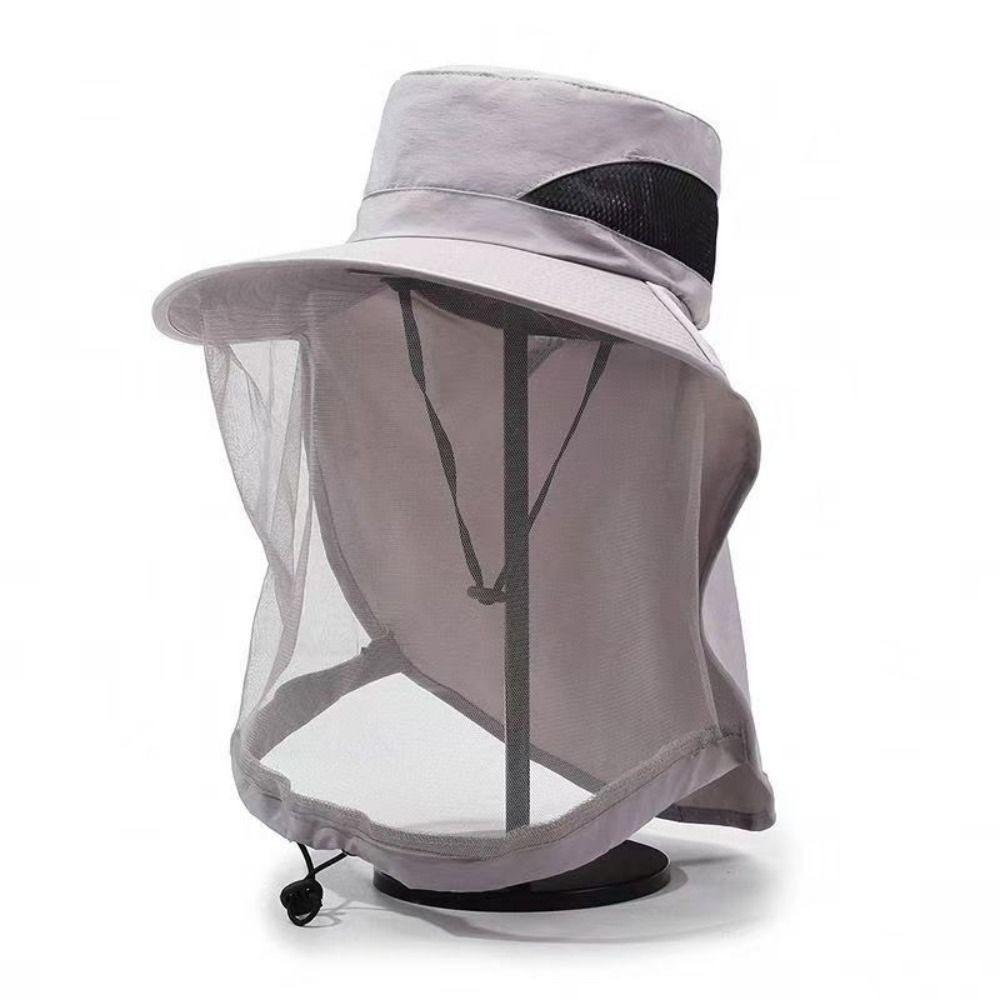 Foldable Net Cover Fisherman Hat Wide Brim Sun Protection Hat Breathable Bee Mosquito Hat Fishing