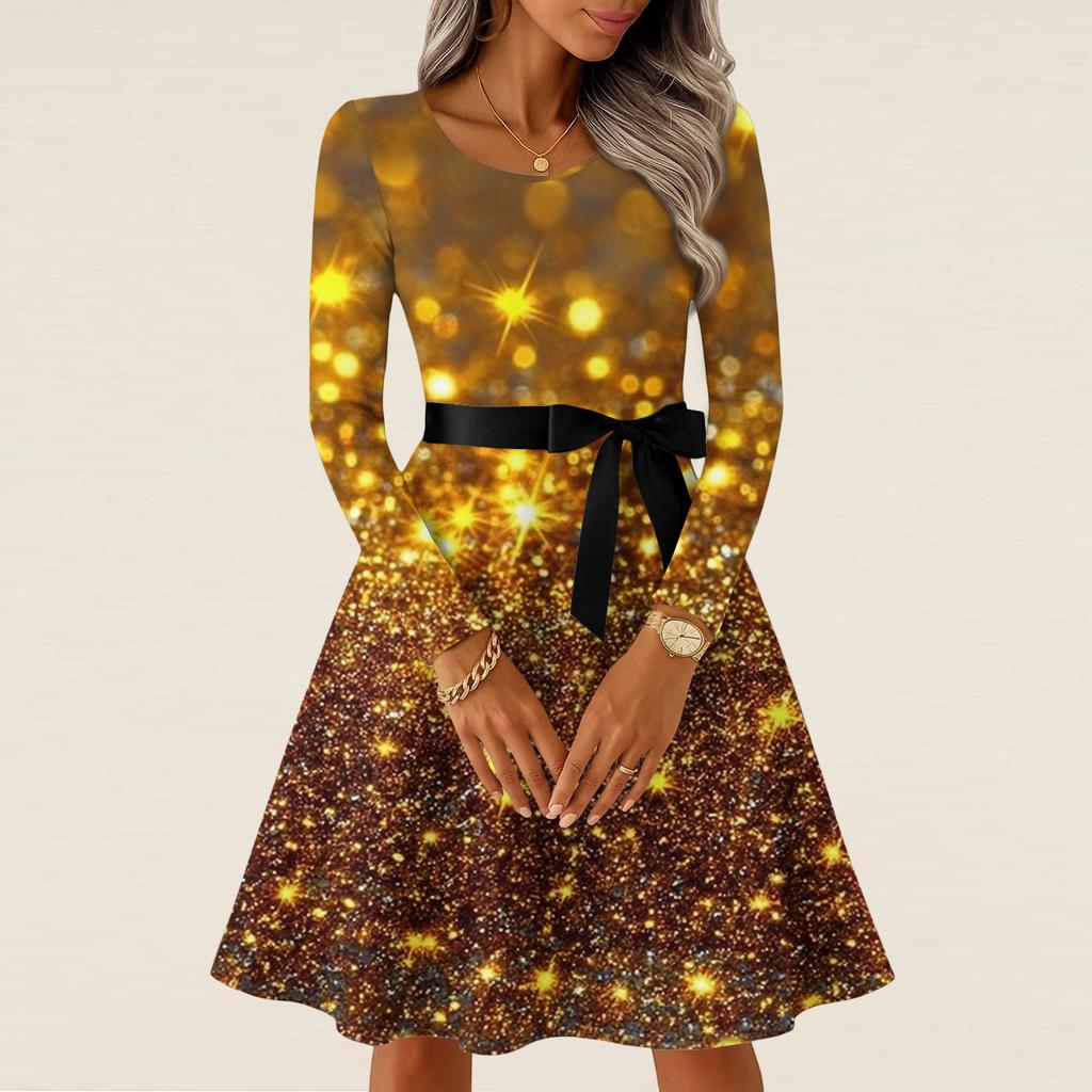 Women's Casual Fashion Long Sleeve Vintage Long Dresses