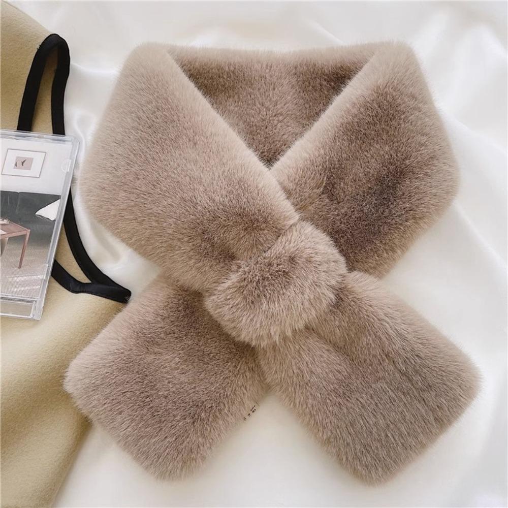 Windproof Plush Scarf Thick Neck Shawl Fashion Cross Neck Scarf Gift