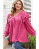 Azura Exchange Блузка большого размера с V-образным вырезом и оборками розового цвета