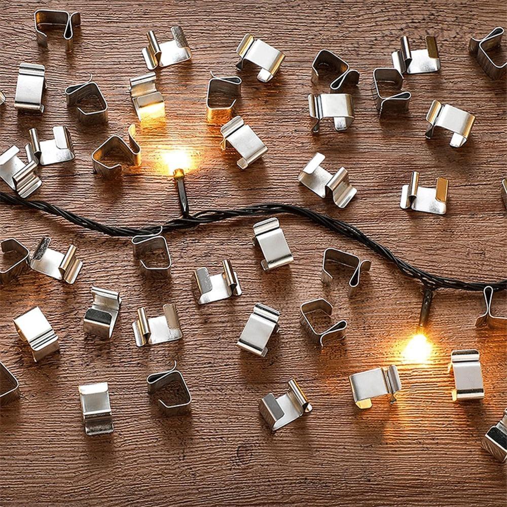 50pcs 0.9x0.6in/0.8x0.6in Gutter Hooks Stainless Steel Outdoor Light Clips  Seasonal Display