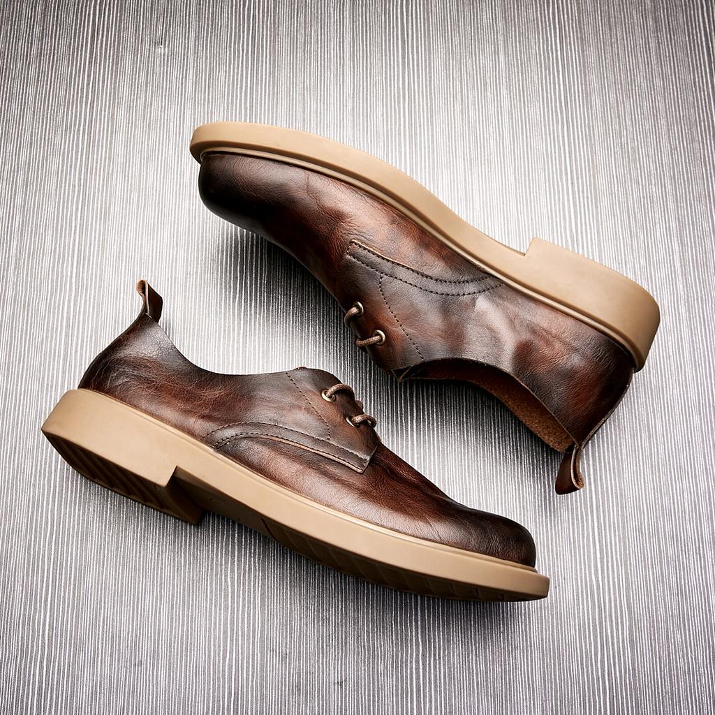 Мужские повседневные кожаные туфли, деловые универсальные туфли, модные кожаные туфли с круглым носком, модные зеленые туфли небольшого размера из кожи