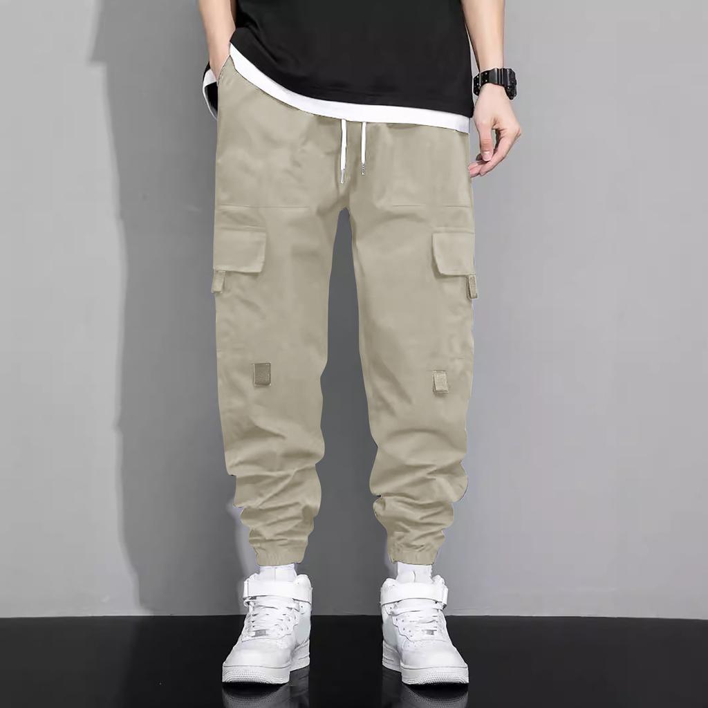 Men's Overalls Drawstring Multi Pocket Casual Pants Hiking Pants Cotton Twill Pants