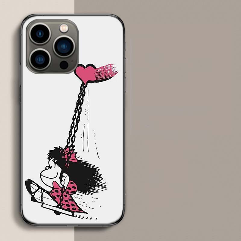 Mafalda Cartoon Phone Case For Apple Iphone 16E 16 17 Pro Max Air 15 Pro 14 Plus 12 13 Mini Cover Cute Fundas Silicone S