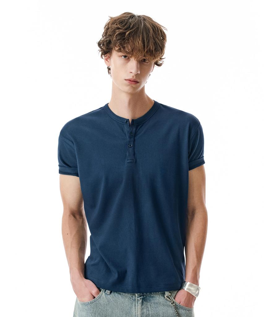 Sekeonmonollogeu [Сотрудничество Otmisae Mihol] Футболка-henley с приталенным кроем [6 цветов]_Sets066