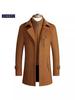 European Style Plus Size Men's Double Collar Wool Blend Winter Overcoat