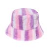 New Thermal Basin Hat Imitation Rabbit Hair Female Internet Celebrity Trend Female Colorful Rainbow Striped Bucket Hat Winter 2025