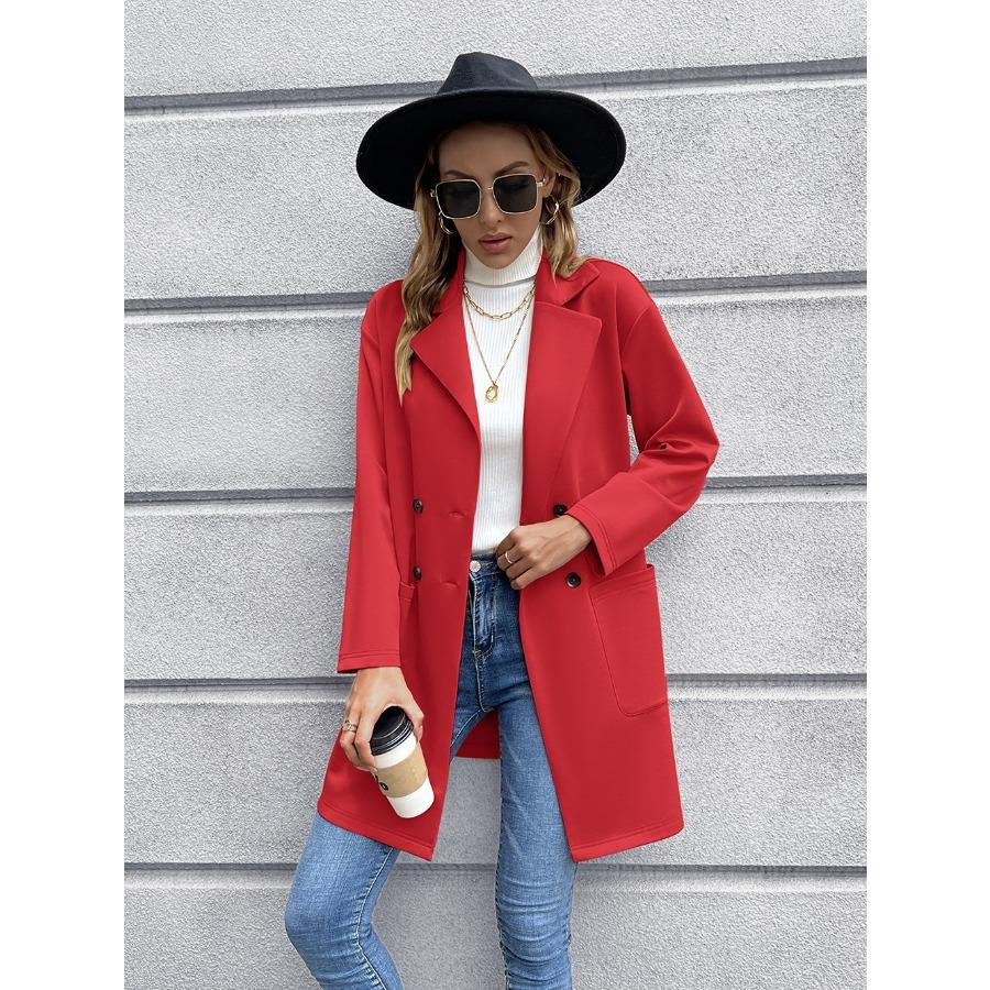 Женский осенне-зимний кардиган средней длины, пальто, двубортный трикотажный пиджак для женщин