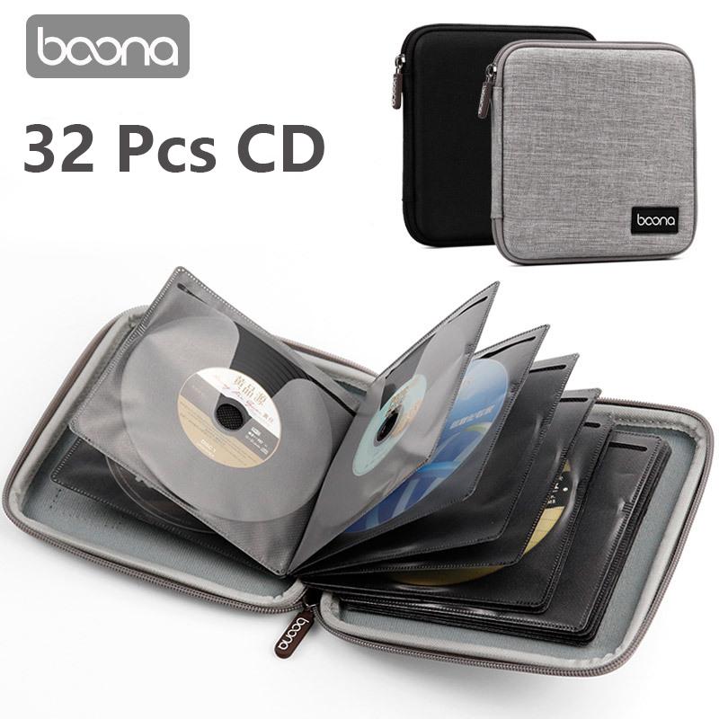 Boona Портативный 32 шт., бумажник для хранения дисков, CD, DVD, органайзер, чехол, держатель для коробок, сумка для хранения игровых дисков, коробка для альбомов, чехлы на молнии