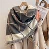 Warm Plaid Cashmere-Feel Tassel Shawl: Versatile, Cold-Proof Scarf & Blanket