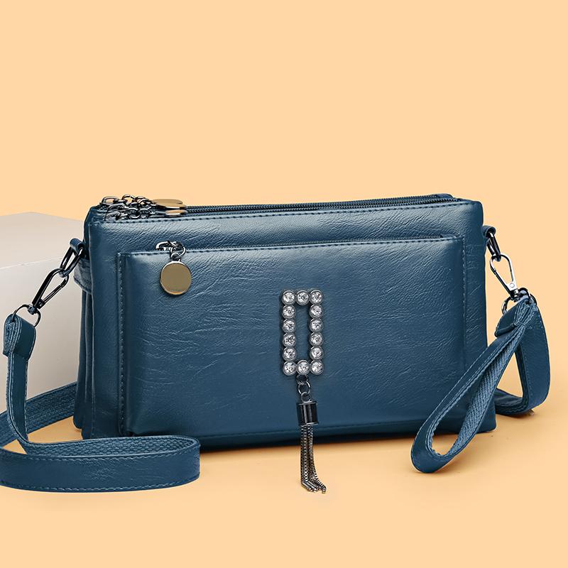 Women Shoulder Bag Soft Leather Middle-Aged Crossbody Bag for Mother Bag Large Capacity Retro Small Square Bag