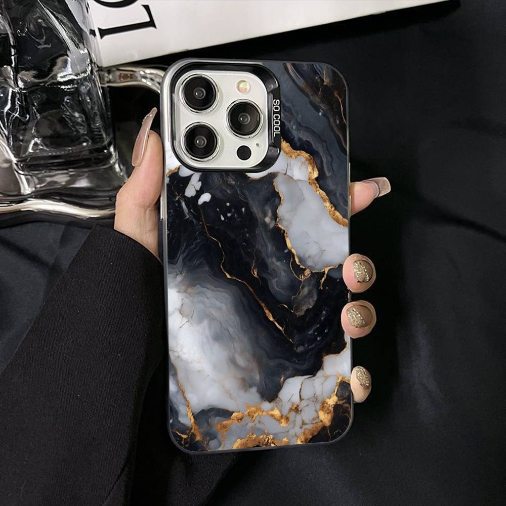 Акварельный Мраморный Посеребренный Внутри Чехол Для Телефона Для iPhone 17 16 15 14 11 12 13 Pro Max Plus X XR XS Max Цветной
