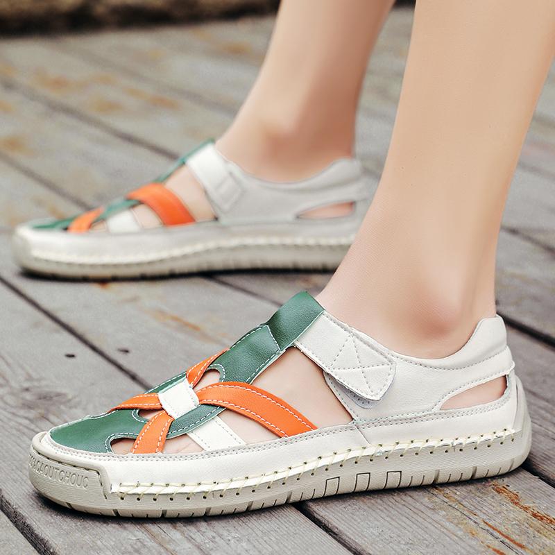 Summer Men's Leather Sandals Outdoor Slippers Sneaker Beach Rubber Flip Flops Men's Water Trekking Sandals