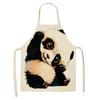 Льняной фартук с рисунком кота и панды, домашний кухонный фартук для приготовления пищи, выпечки, обеденный нагрудник, средство для очистки от обрастания для мужчин и женщин