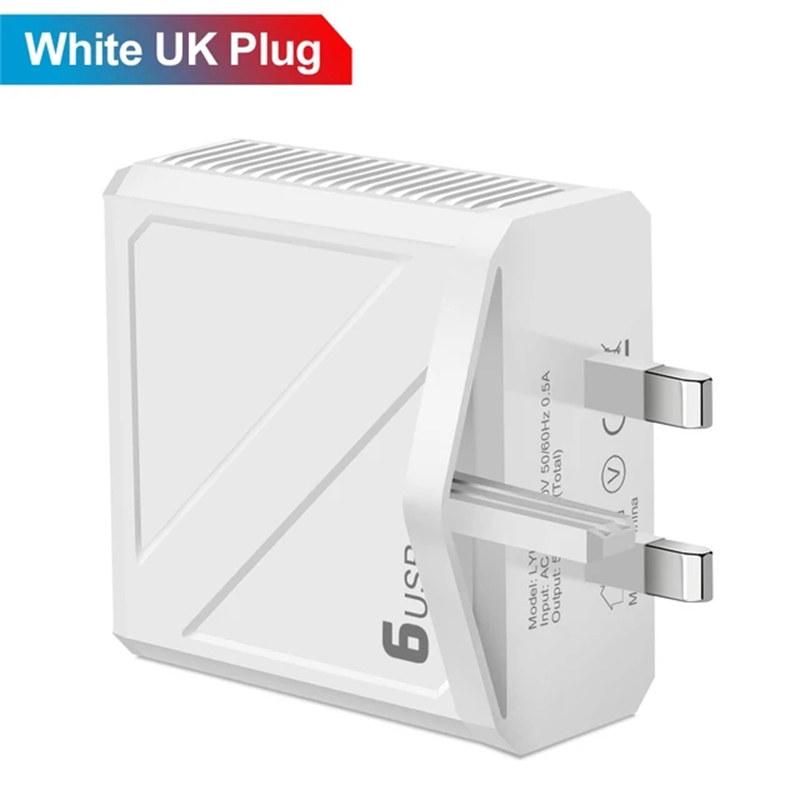 3.1A 6Ports USB Charger Fast Charging QC3.0 Travel Charger For iPhone 15 14 Samsung Xiaomi Mobile Phone Adapter EU US UK KR Plug