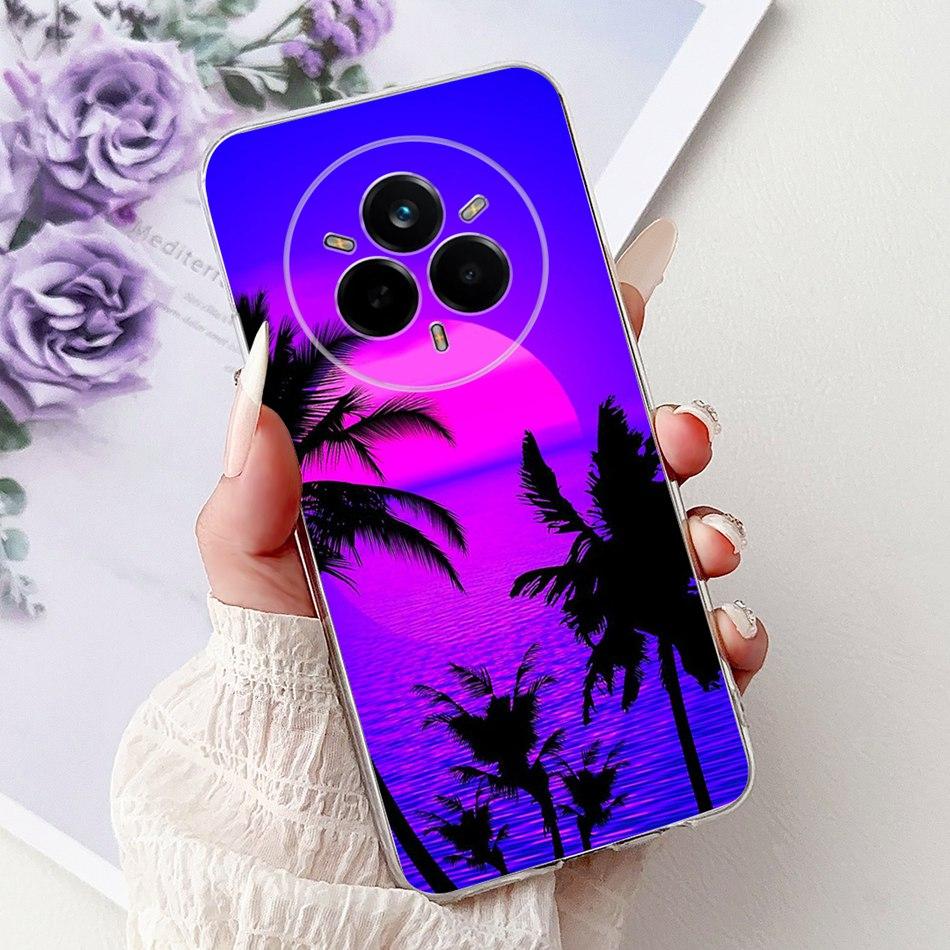 Для Realme 14 Pro 14Pro+ Элегантный чехол для телефона с цветочным принтом и кошкой Для Realme 14 Pro Plus 14Pro 5G Мягкие силиконовые ТПУ чехлы