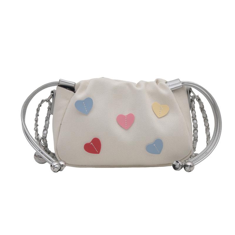 Милая маленькая сумка на цепочке с кулиской в форме персикового сердца, модная сумка кроссбоди, новая модная универсальная повседневная сумка-ведро