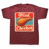 Смешные винтажные футболки с графикой жареной курицы для мужчин и женщин, 100% хлопок, с юмором, уличная одежда, футболка с коротким рукавом, унисекс, свободная одежда