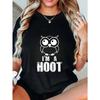 Oversized T-Shirt Black Owl And I M A Hoot Print Casual Wear For Women Summer Outfits Streetwear Fashion