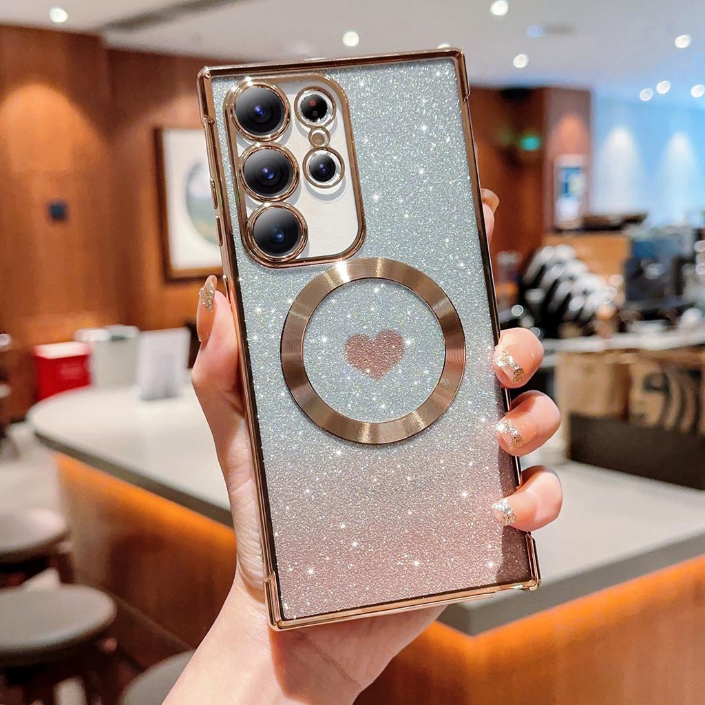 For Samsung Galaxy S25 Ultra Case Gradient Sparkle TPU Phone Cover Compatible with MagSafe