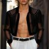 Men Long Sleeve Embroidery Tassel Patchwork Open Front Cropped Shirts
