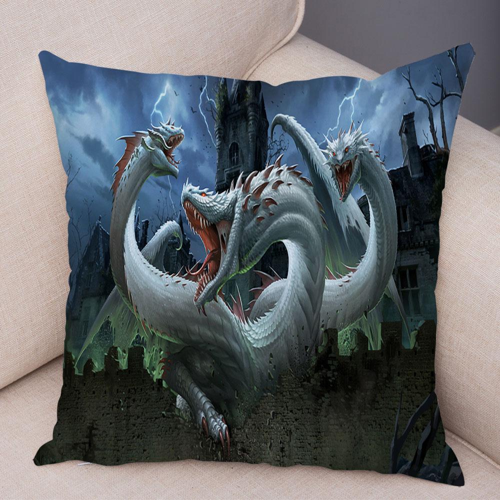 Наволочка с мультяшным животным принтом, чехол для подушки с рисунком дракона, декоративная наволочка для автомобиля, дивана, дома, гостиной