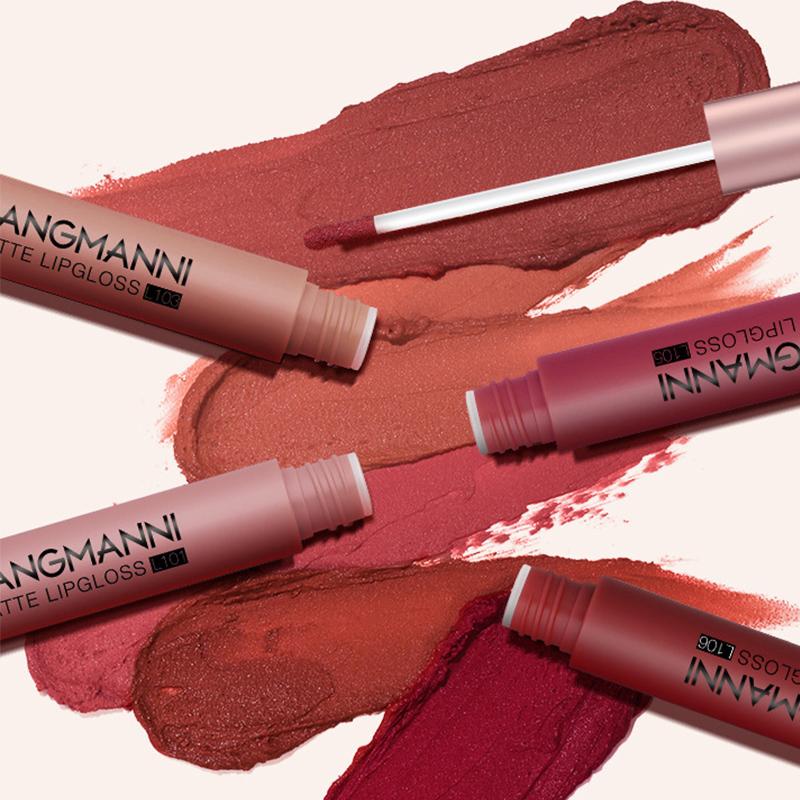 Набор матовых бархатных матовых блесков для губ, 6 наборов помады с глазурью для губ, водонепроницаемая и устойчивая к поту чашка с антипригарным покрытием для макияжа лица