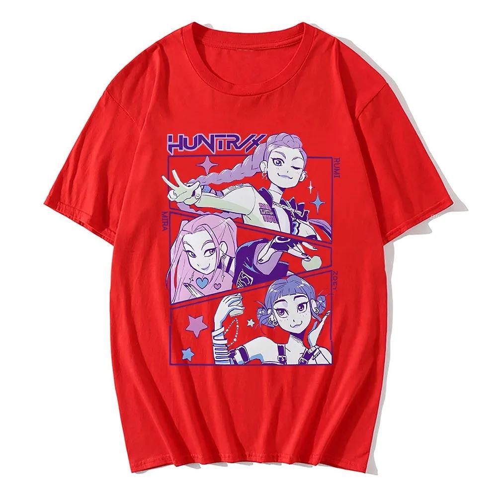 Трендовые свободные топы унисекс уличная хип-хоп мода повседневная футболка аниме K-pop футболки охотников на демонов Харадзюку с круглым вырезом повседневная рубашка подарок
