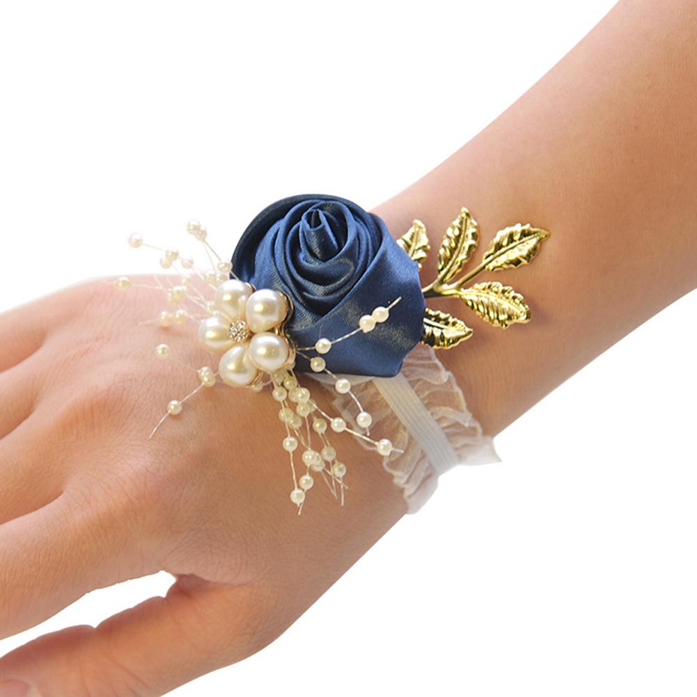 Wedding Wrist Flower with Pearl Beads Perfect for Bridesmaids and Guests